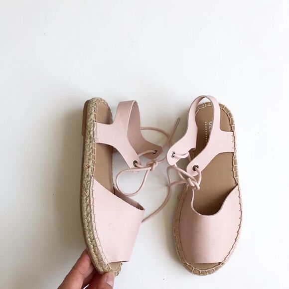 Old Navy pink espadrilles laceup VGUC size 1 youth - Picture 1 of 5
